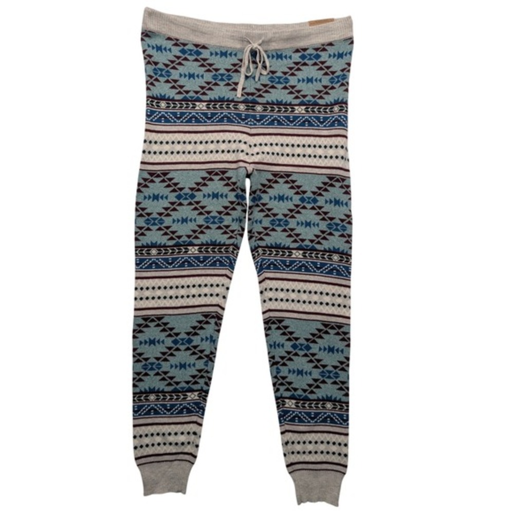 American Eagle Sweater Leggings Womens XL Blue Geometric Fair Isle Knit‎ Joggers